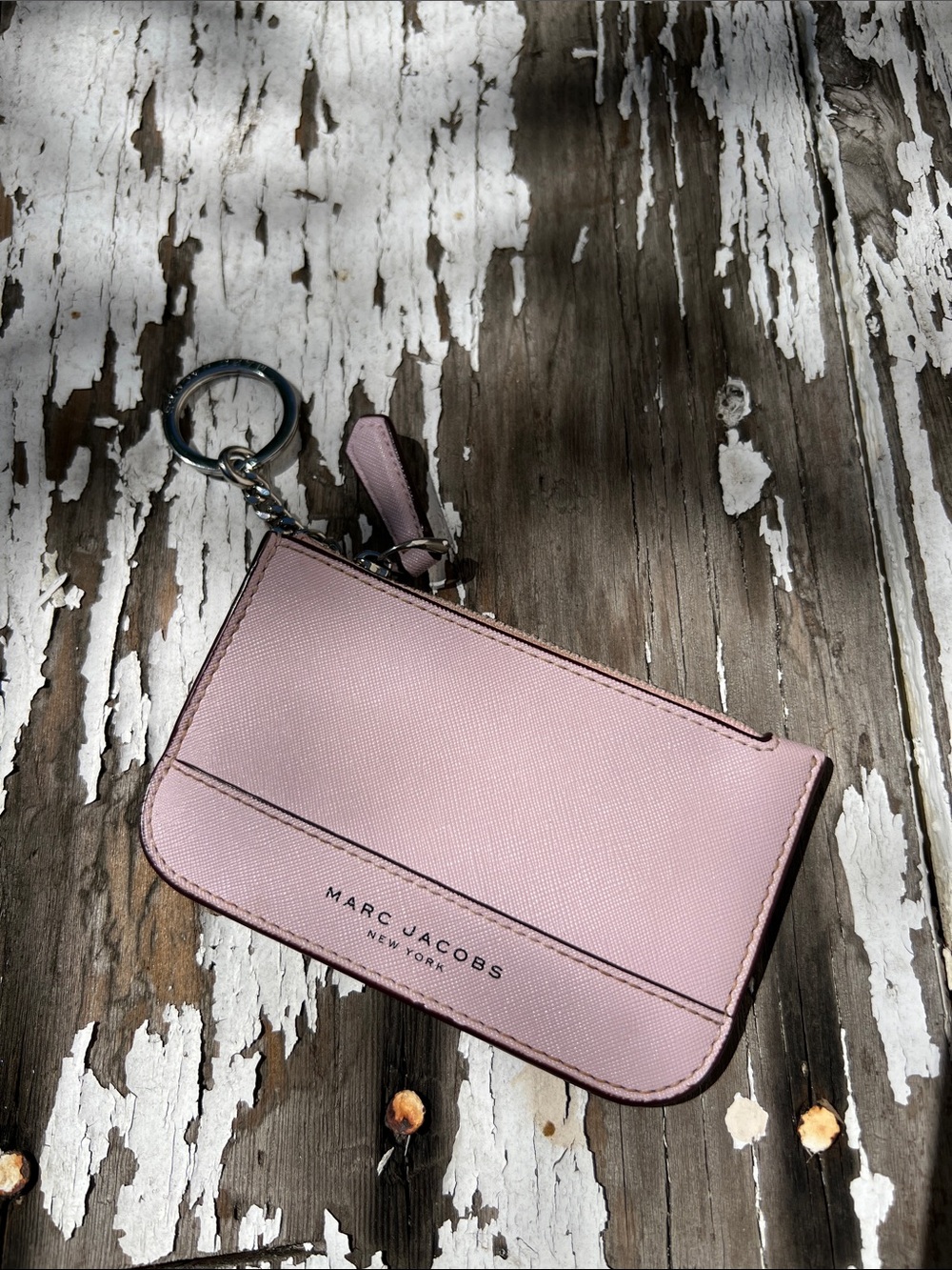 Marc Jacobs Blush Pink Saffiano Card Case with Keyring